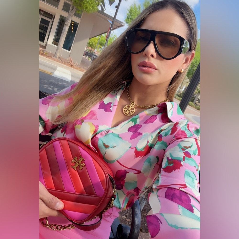 Tory Burch Vibrant Pink and Red Crossbody Bag